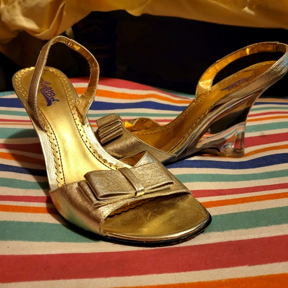 🍄Hale bob☆Unique Vintage Glass Wedged Open-Toe Wedges
